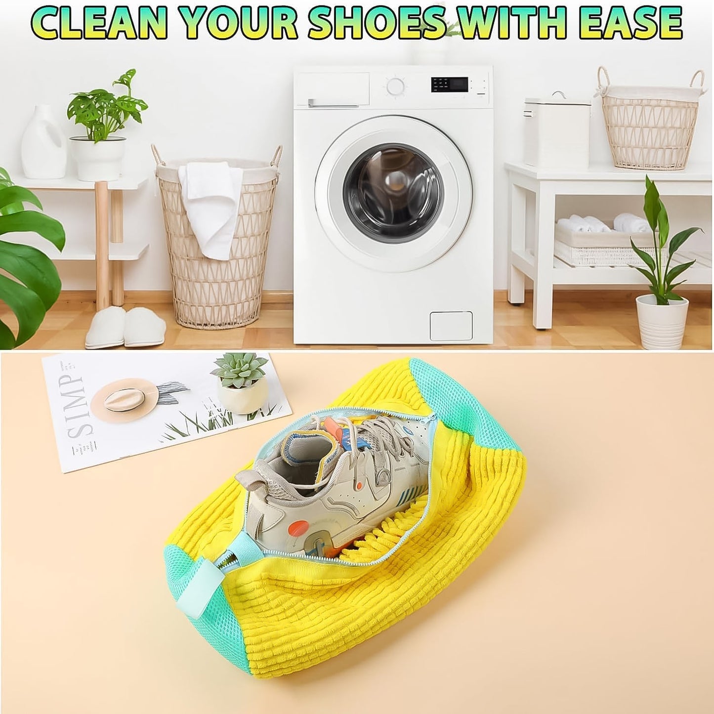 Shoe Washing Machine Bag – Microfiber Chenille Lining with Zipper - Detail 7