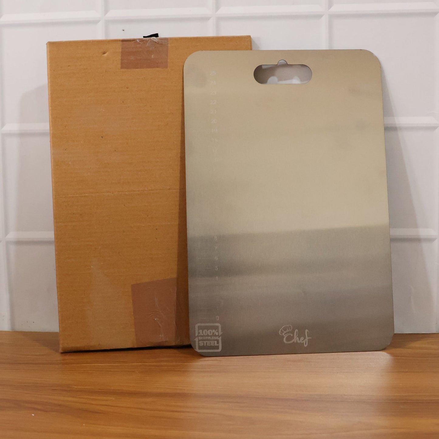 Large Stainless Steel Cutting Board – 31x20.5cm with Scale - Detail 8