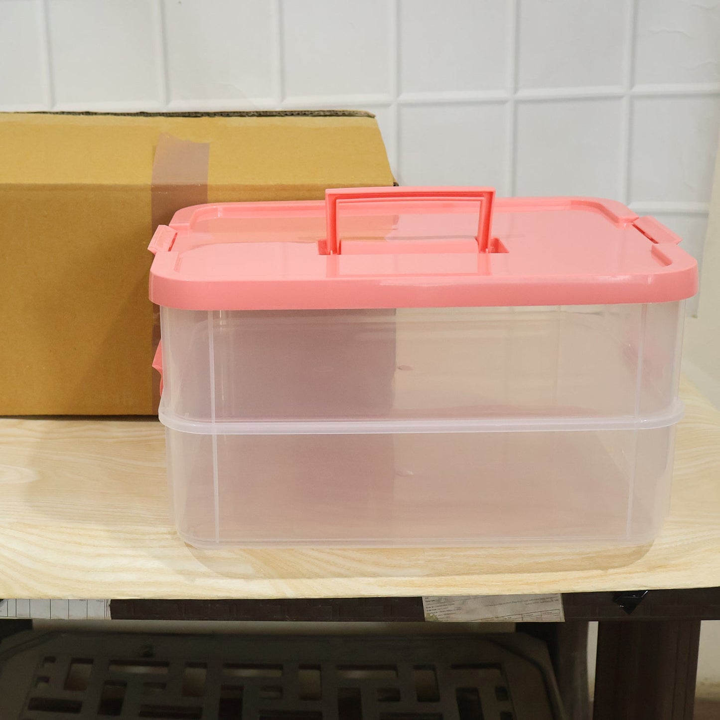 Plastic Transparent Storage Box with Lid 2XL 2 Layer Stackable Organizer (1 Pc) - Detail 9