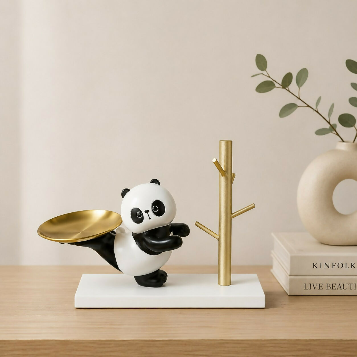 Panda Key Holder Tray – Decorative Resin Organizer Stand - Detail 4