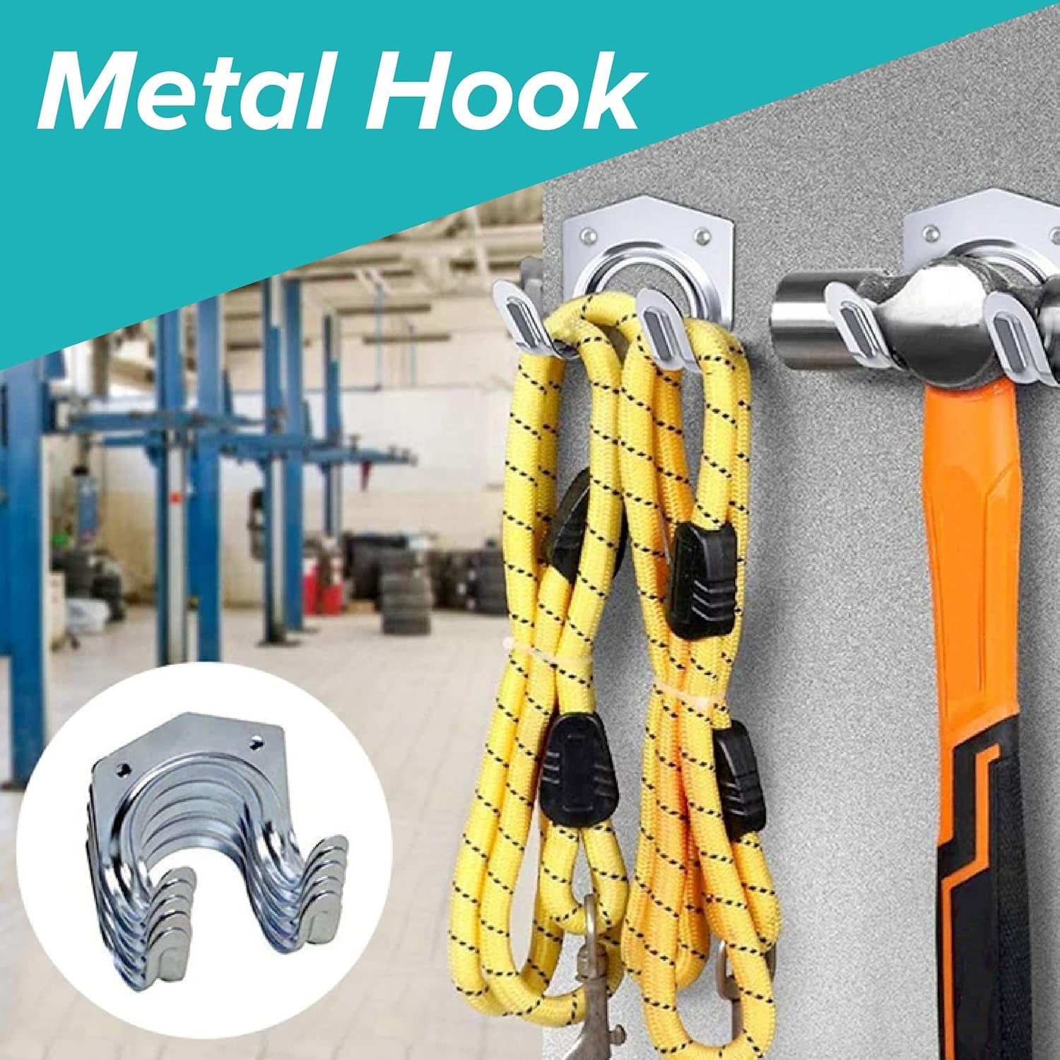 Heavy Duty Tool Hanger Hooks 5-Pack Garage Storage | GlimmerHome - Detail View 6
