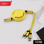 ALVENZA Retractable Charging Cable – 3-in-1 Universal Type C Micro USB | Indo Glow