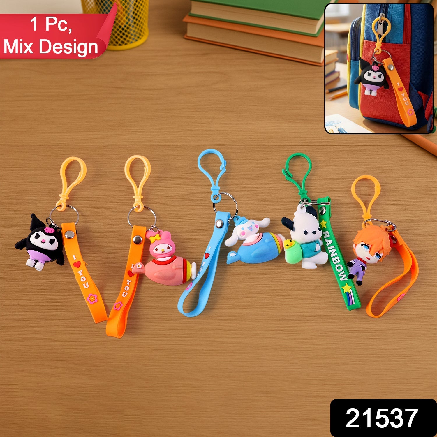 ALVENZA Cartoon Character Bag Charm Keychain – Cute Clip-On Accessory