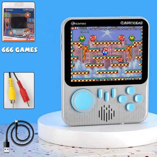 ALVENZA Retro Handheld Game Console – 666 Built-in Games & USB Recharge