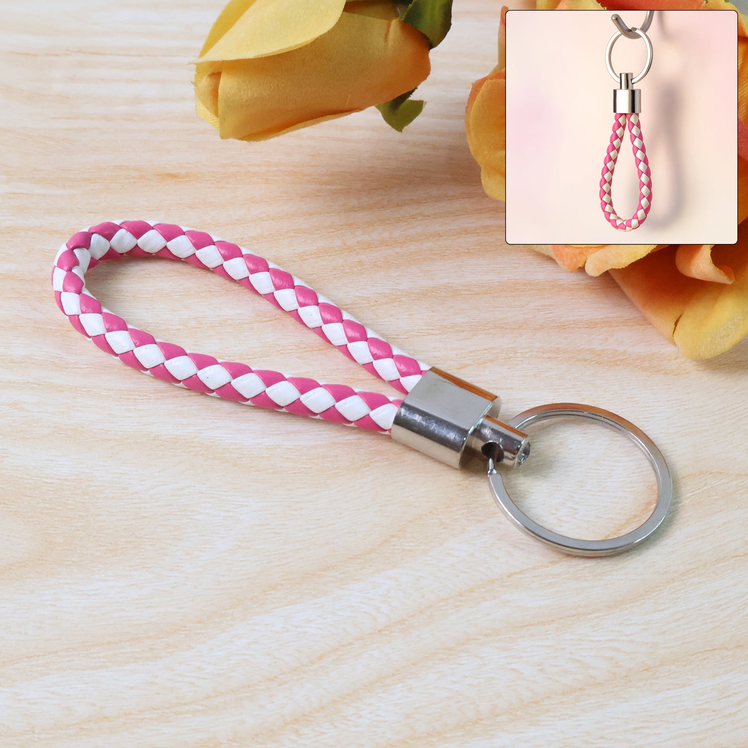 ALVENZA Braided Leather Keychain – Durable Metal Ring & Stylish Hand Strap