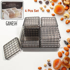 ALVENZA Dry Fruit Container Set – Acrylic 4-Piece Gift Tray | Ganesh