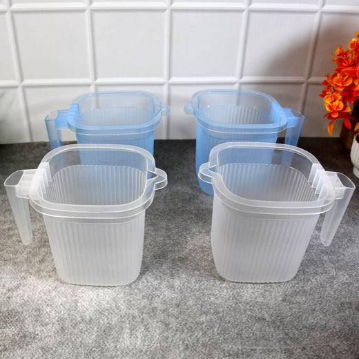 ALVENZA Plastic Bathroom Mugs – Transparent 1000 ML (Set of 4) | Bathora