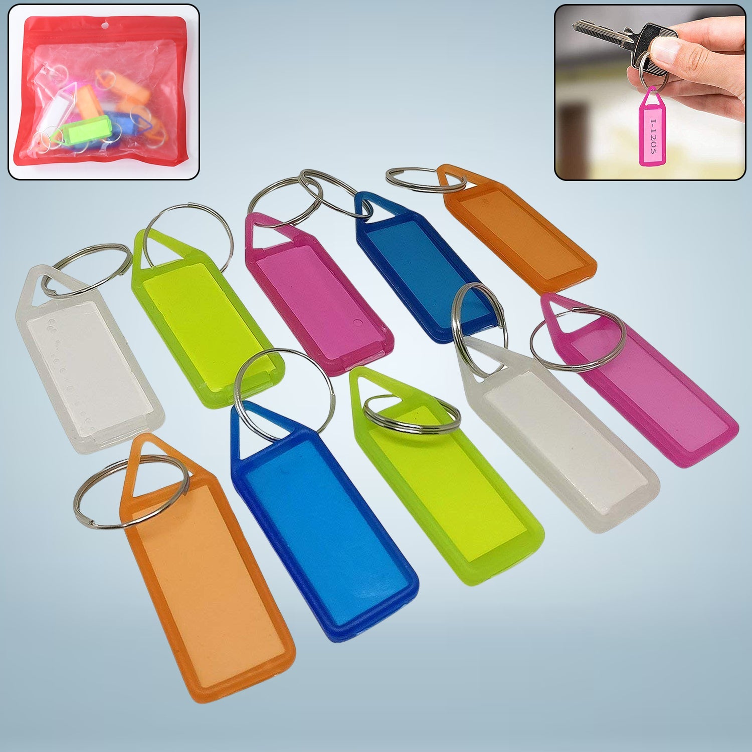 ALVENZA Plastic Keychain Tags – 10-Pc Set for Easy Key Organization