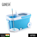 ALVENZA 360 Spin Mop with Wheels – Microfiber, Auto-Fold Handle | Ganesh