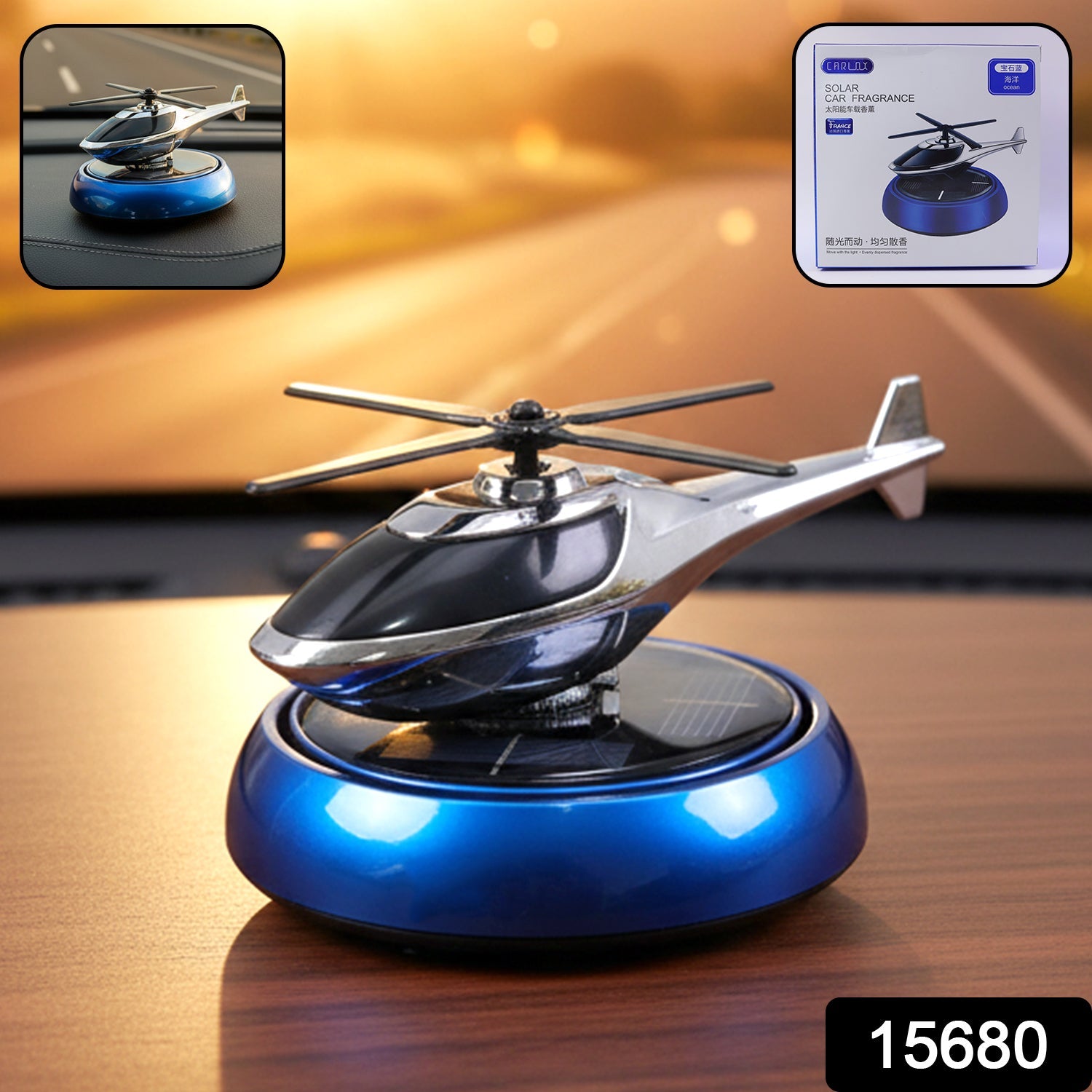 ALVENZA Solar Helicopter Car Air Freshener – Rotates & Freshens Dashboard