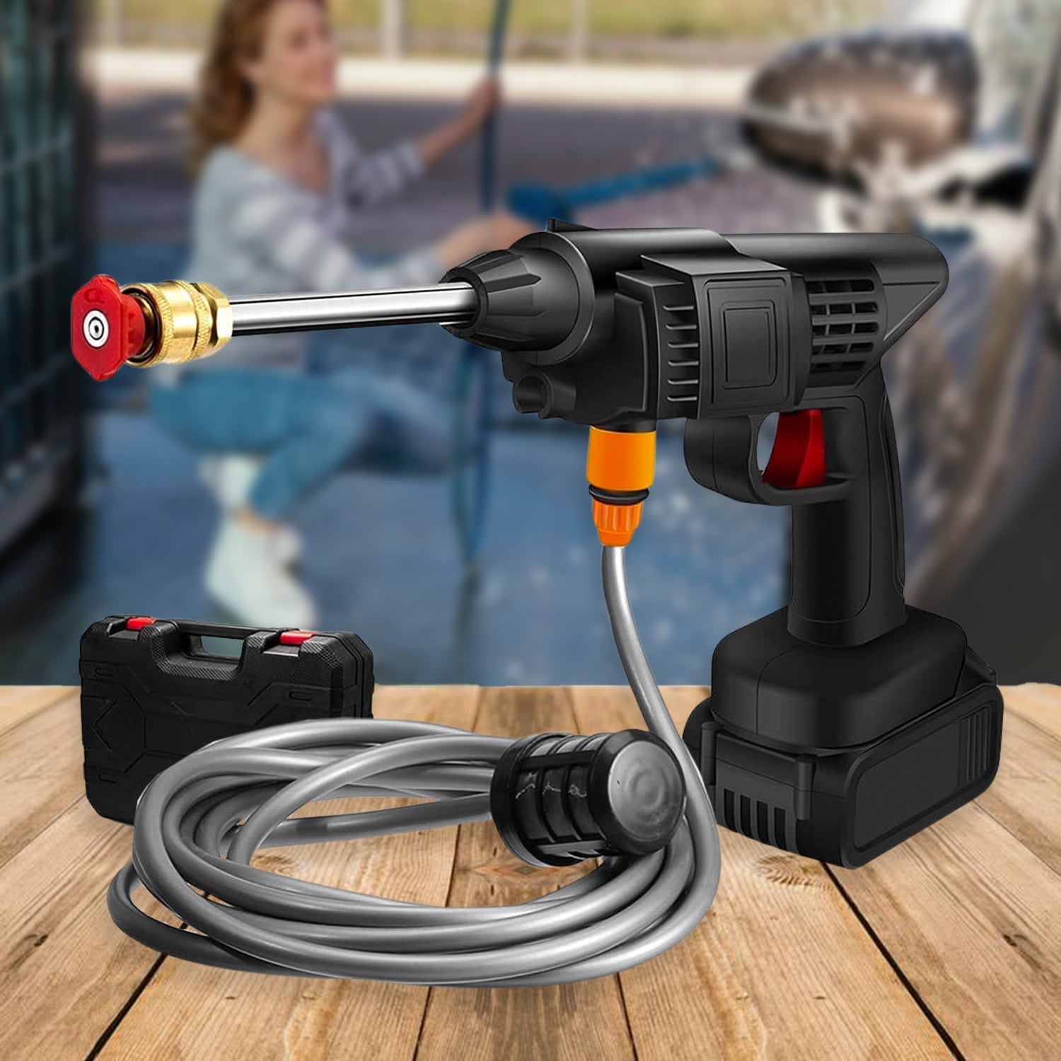 ALVENZA Cordless Car Pressure Washer – 48V Portable Cleaning Kit | Velvet Wheels