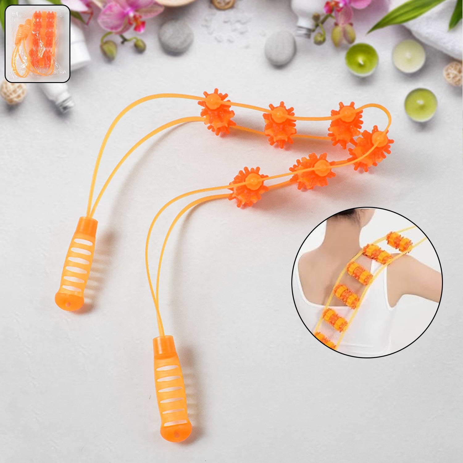 Back Massage Roller Rope Portable Pain Relief & Muscle Relaxation - Front View