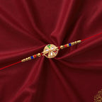 ALVENZA Floral Rakhi with Mirror Work - Stylish Colorful Beads on Red Thread