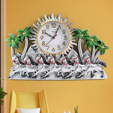 Plastic Wall Clock – Silent Sweep with Running Horse Design