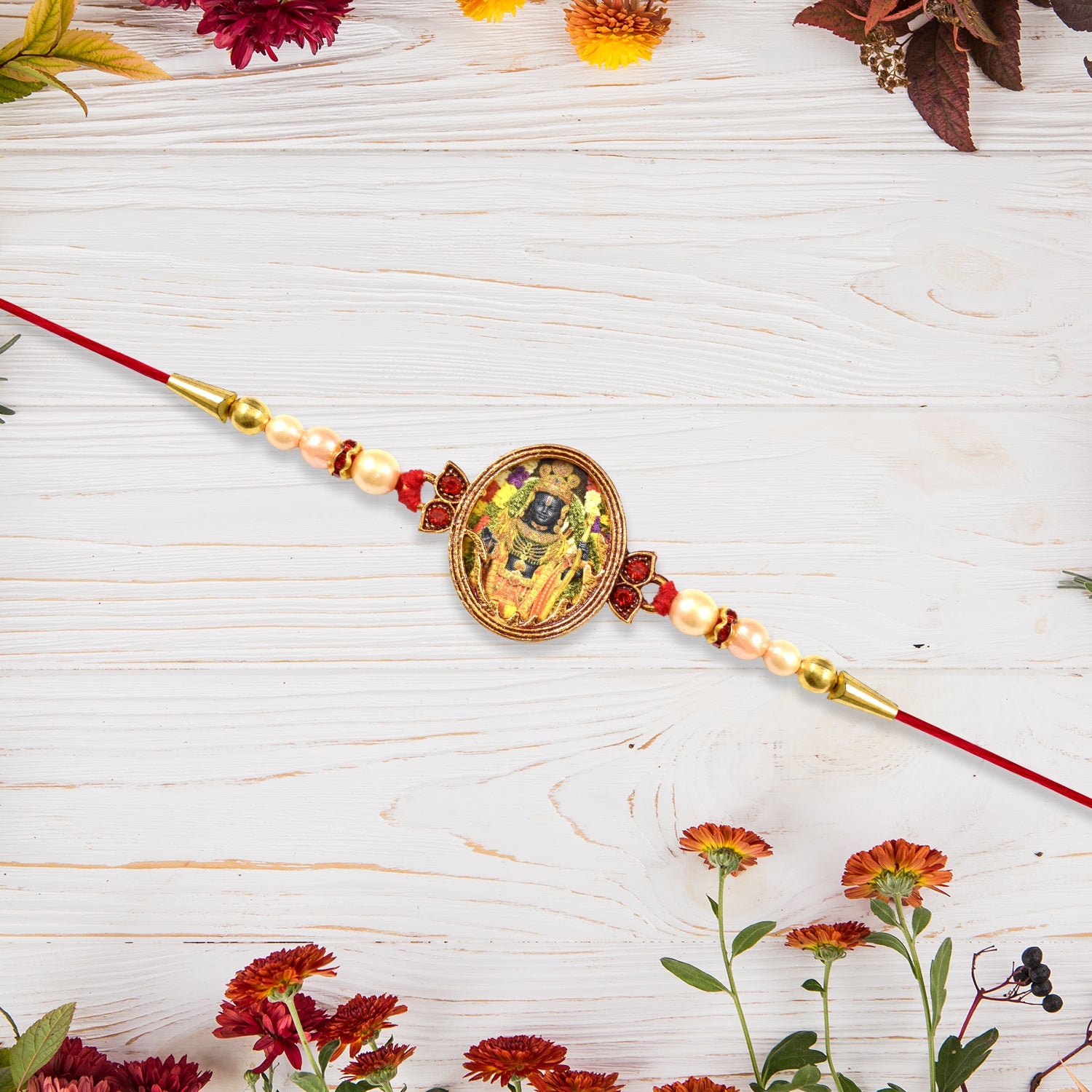 ALVENZA Golden Rakhi Combo for Brother - 5 Assorted Designs with Surprise