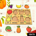 Wooden Fruit Puzzle Toddler Learning Board | Inventive Play - Side View