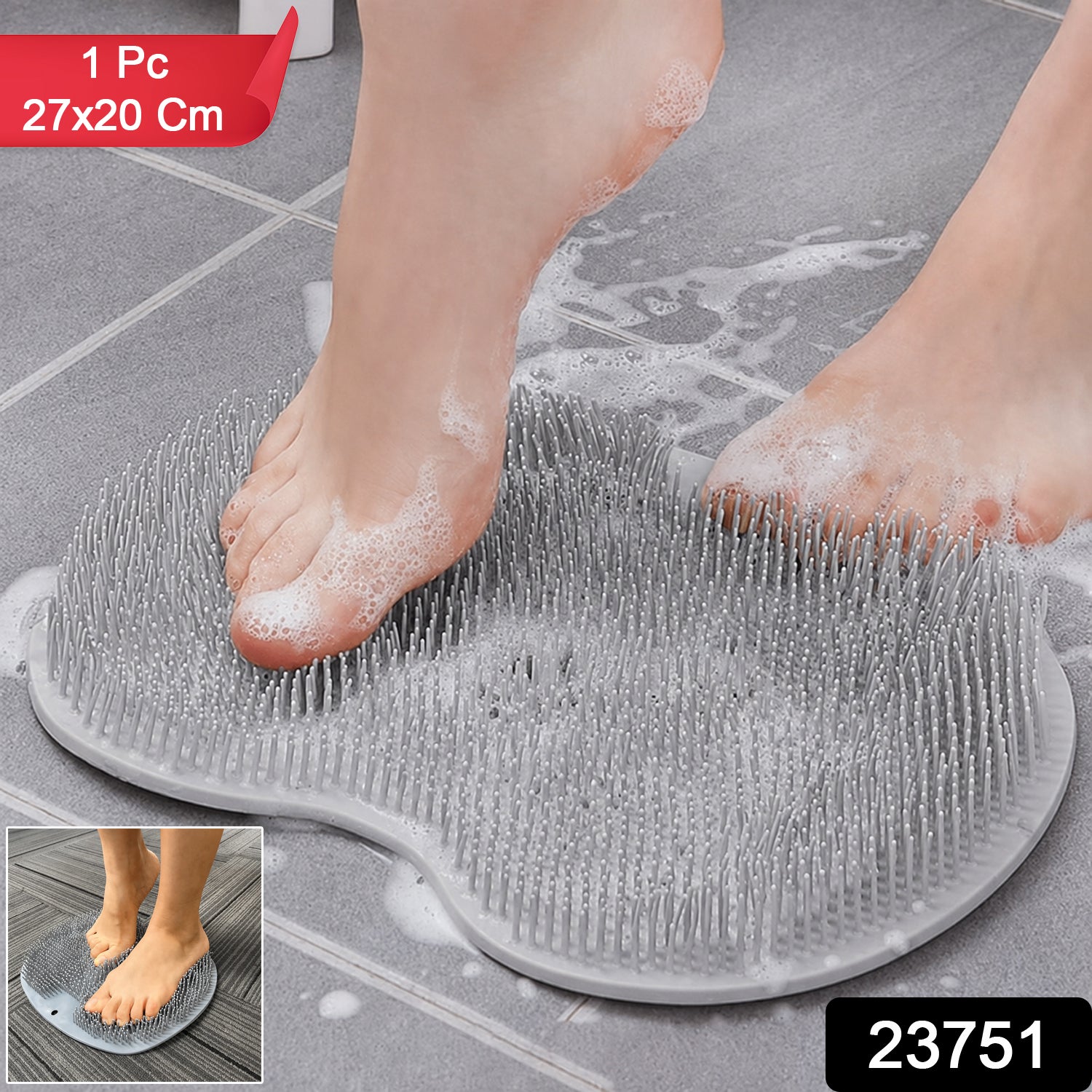 Silicone Foot Scrubber Mat Soft Bristles for Easy Foot Care - Side View
