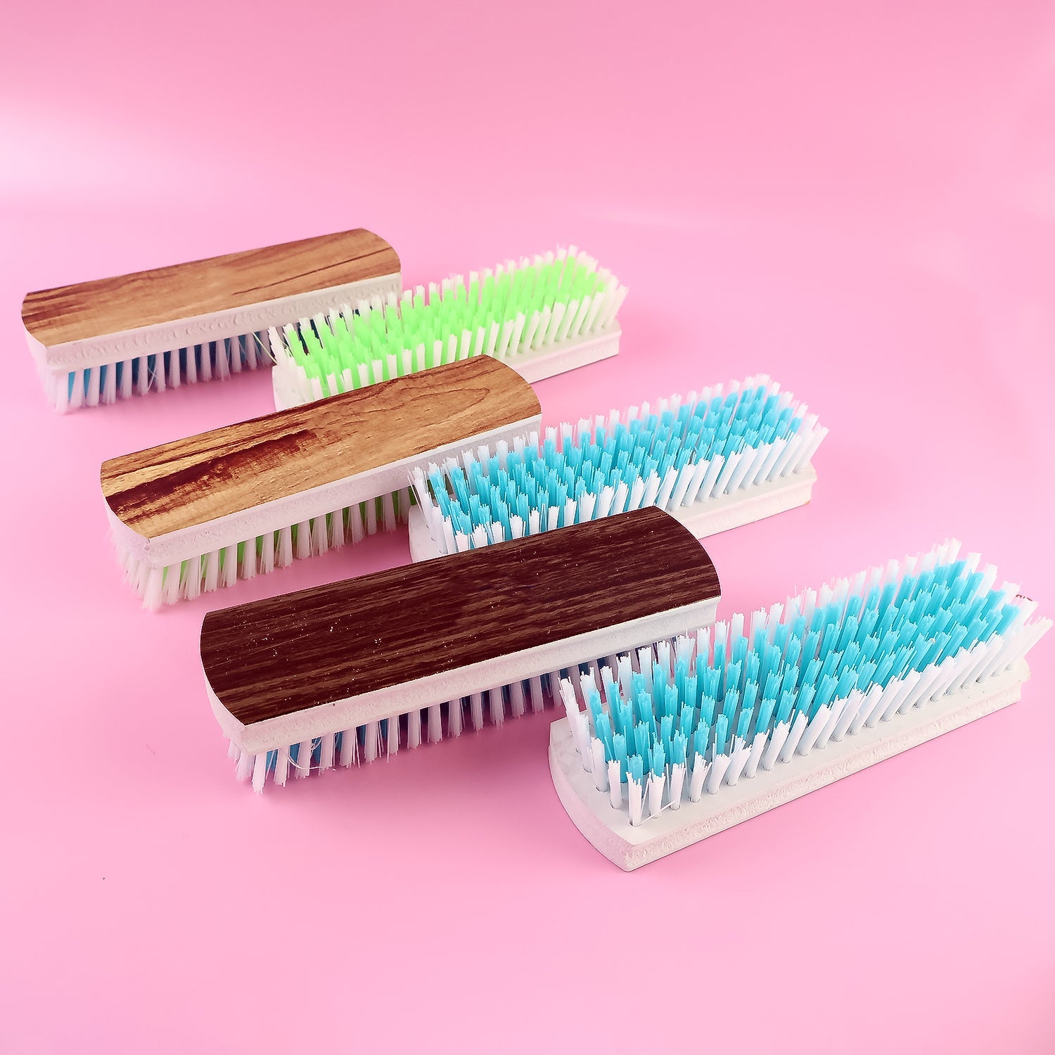 ALVENZA Cloth Washing Scrub Brush Set – Heavy-Duty Nylon Bristles with Wooden Handles