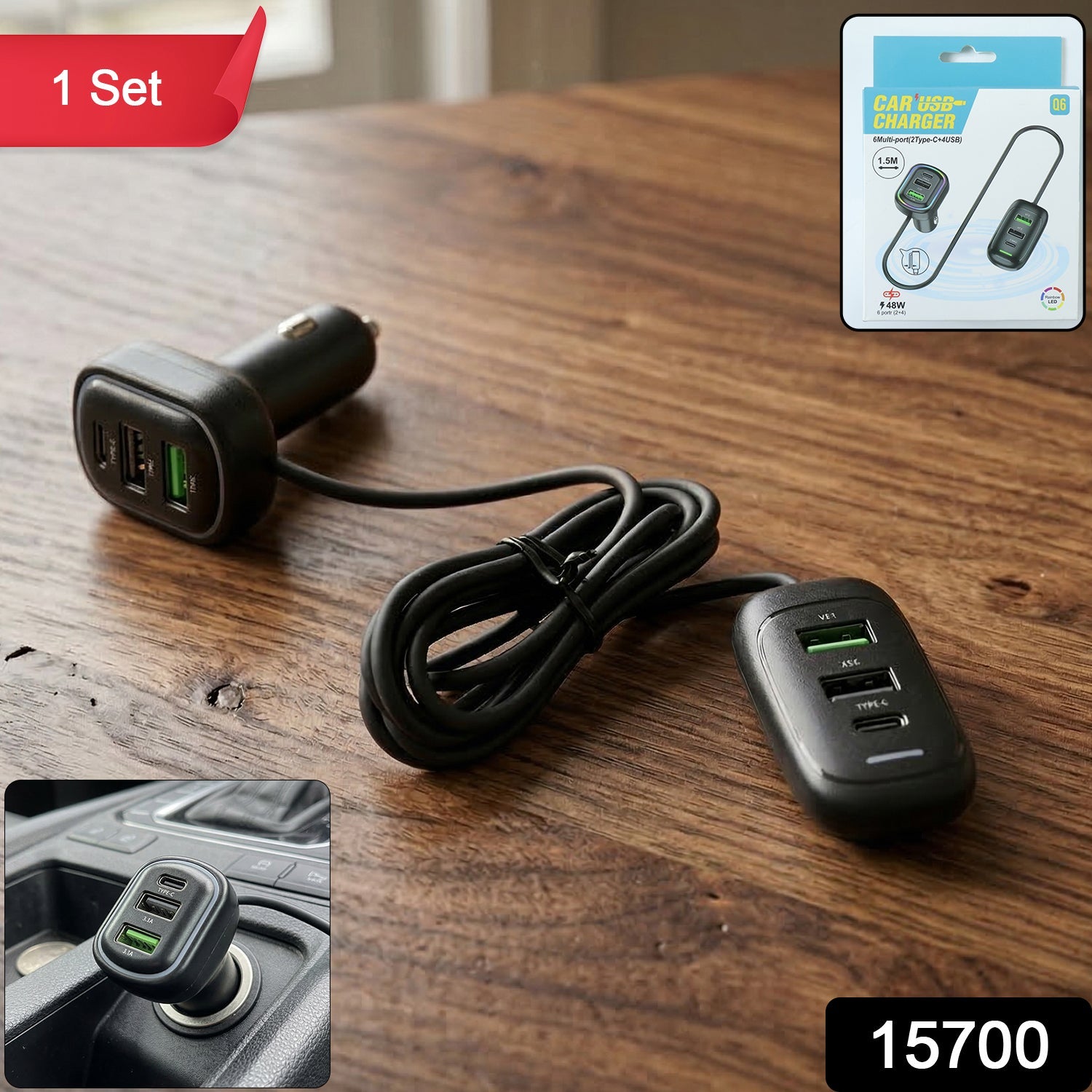 ALVENZA RGB Car USB Charger – Multi-port Fast Charging with LED Light