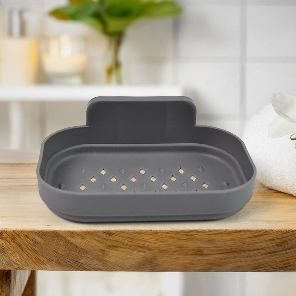 Wall-Mounted Soap Dish Self-Adhesive Plastic Holder | Mist & Relax - Front View
