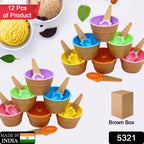 ALVENZA Ice Cream Bowl Set – 12-Pc Multi-Color Dessert Bowls | Jiaqi