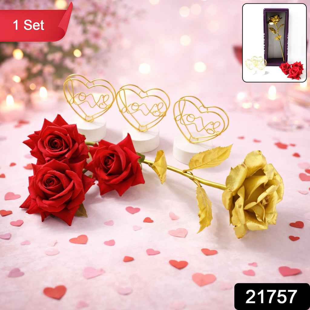 ALVENZA Romantic Heart Love Table Decor – Elegant Rose Gift Set