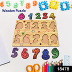 Wooden Number Puzzle Early Learning Board | Inventive Play - Side View
