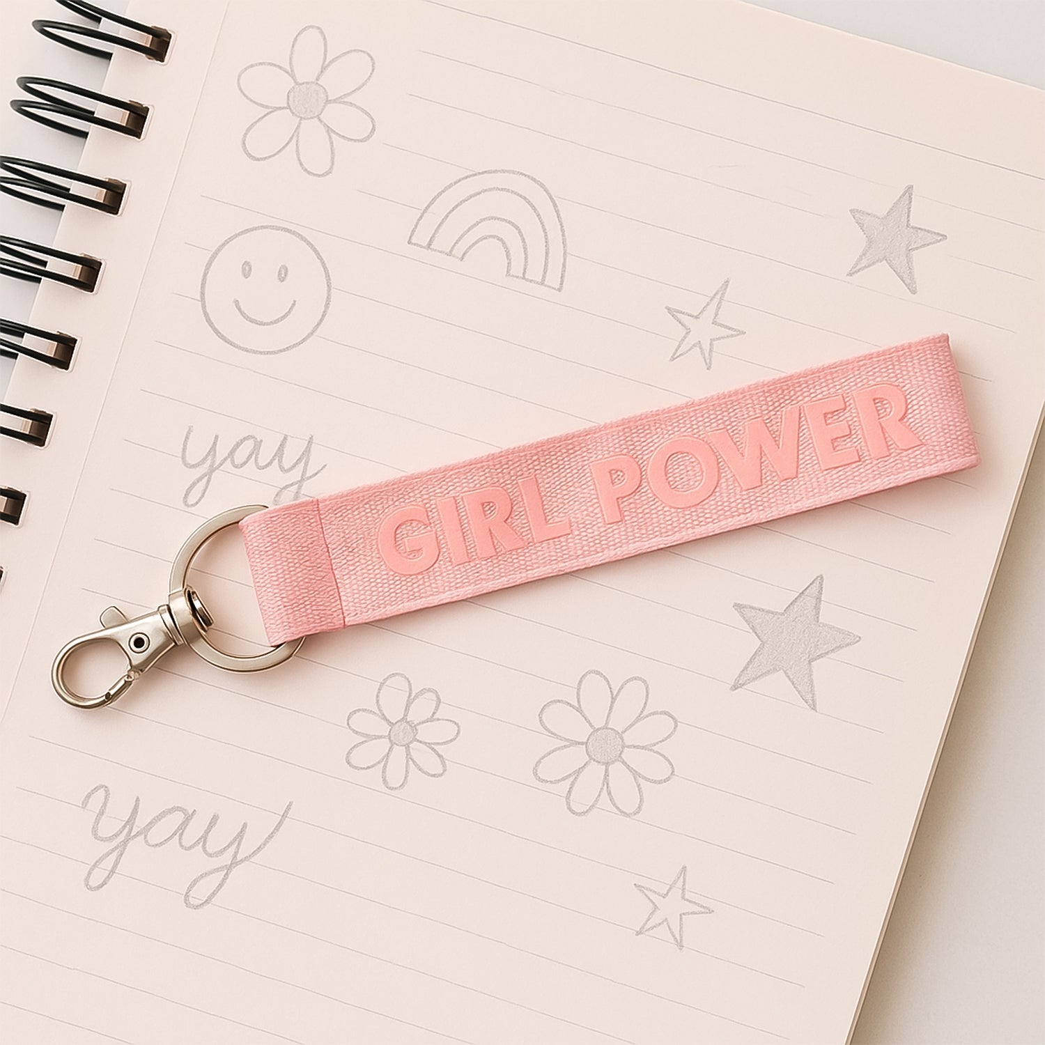 ALVENZA Girl Power Fabric Ribbon Keychain – Motivational & Durable Accessory