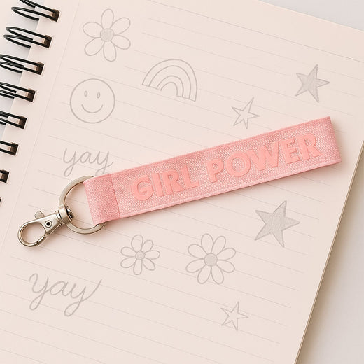 ALVENZA Girl Power Fabric Ribbon Keychain – Motivational & Durable Accessory