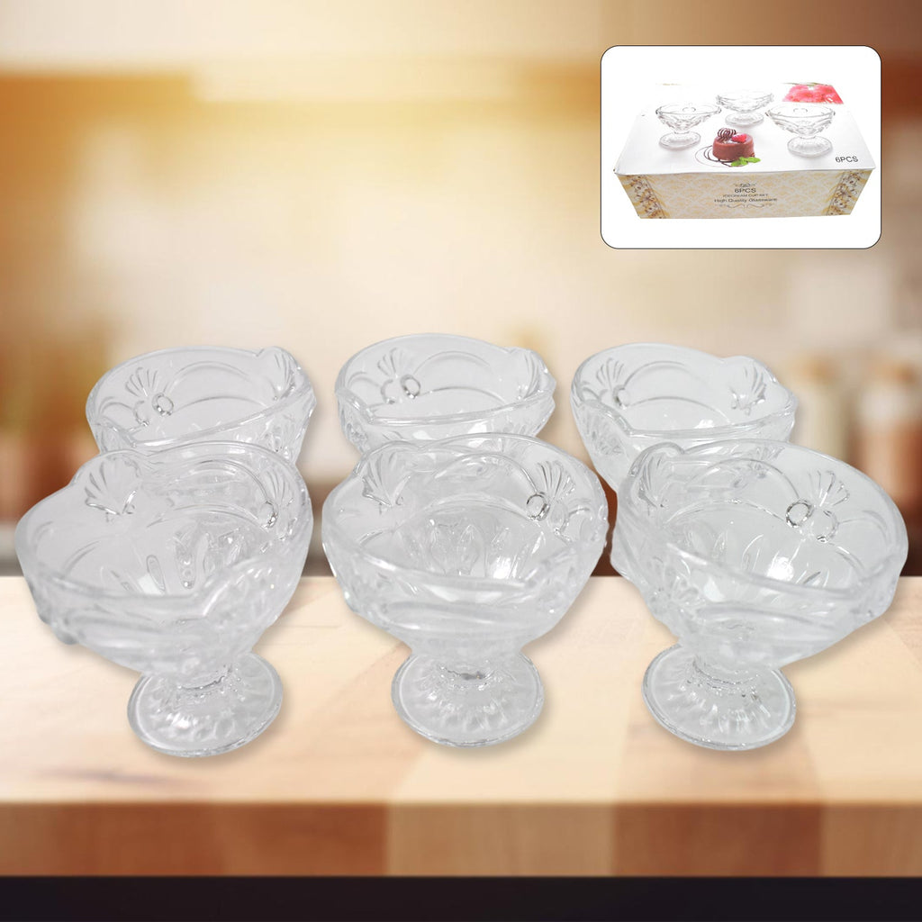 ALVENZA Glass Ice Cream Cups – Elegant Dessert Serving Set (6 Pcs) | Styleva