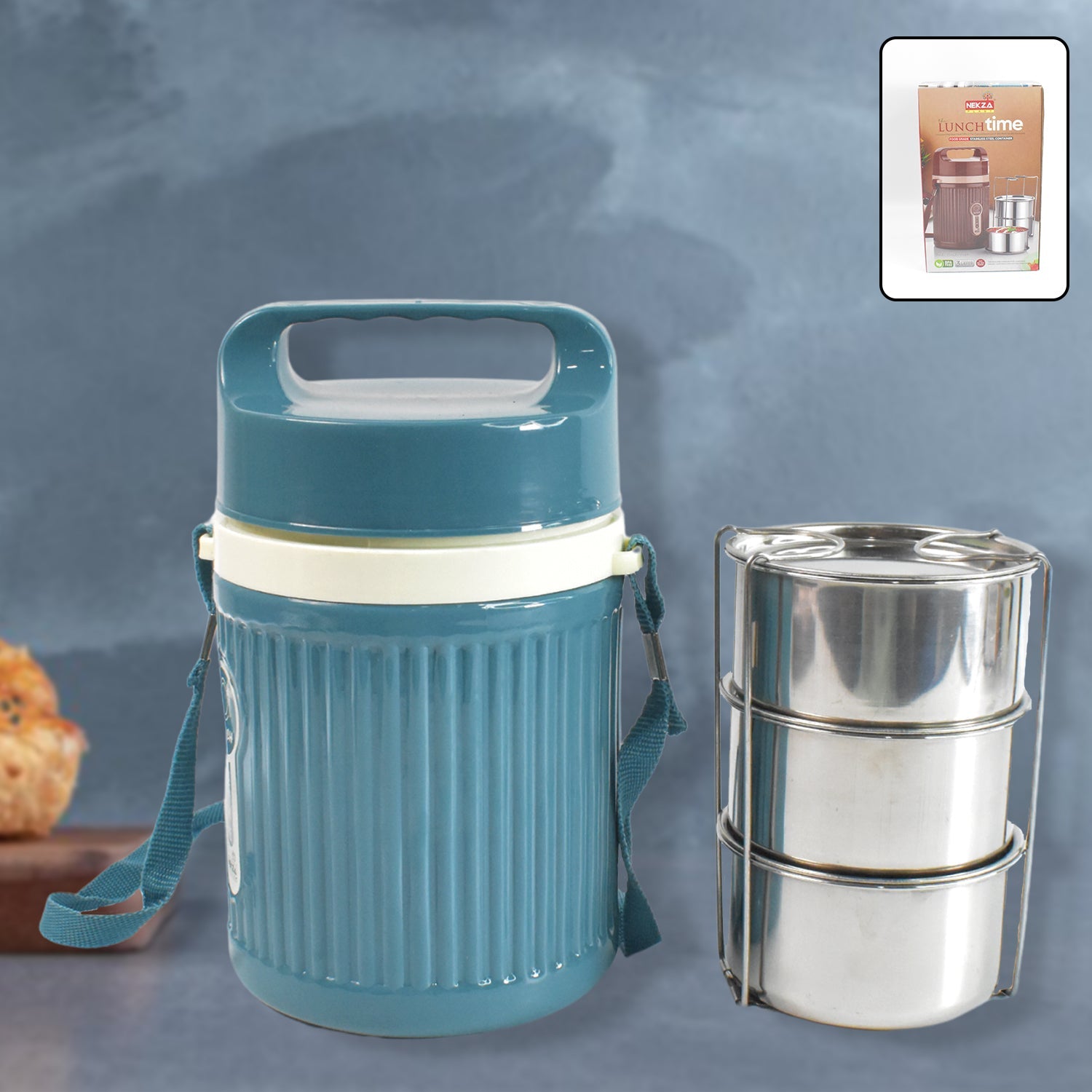 ALVENZA Insulated Stainless Steel Tiffin – 3 Compartment Leakproof | Nekza