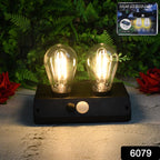 Solar LED Lamp Double Bulb Outdoor Garden Light - Side View