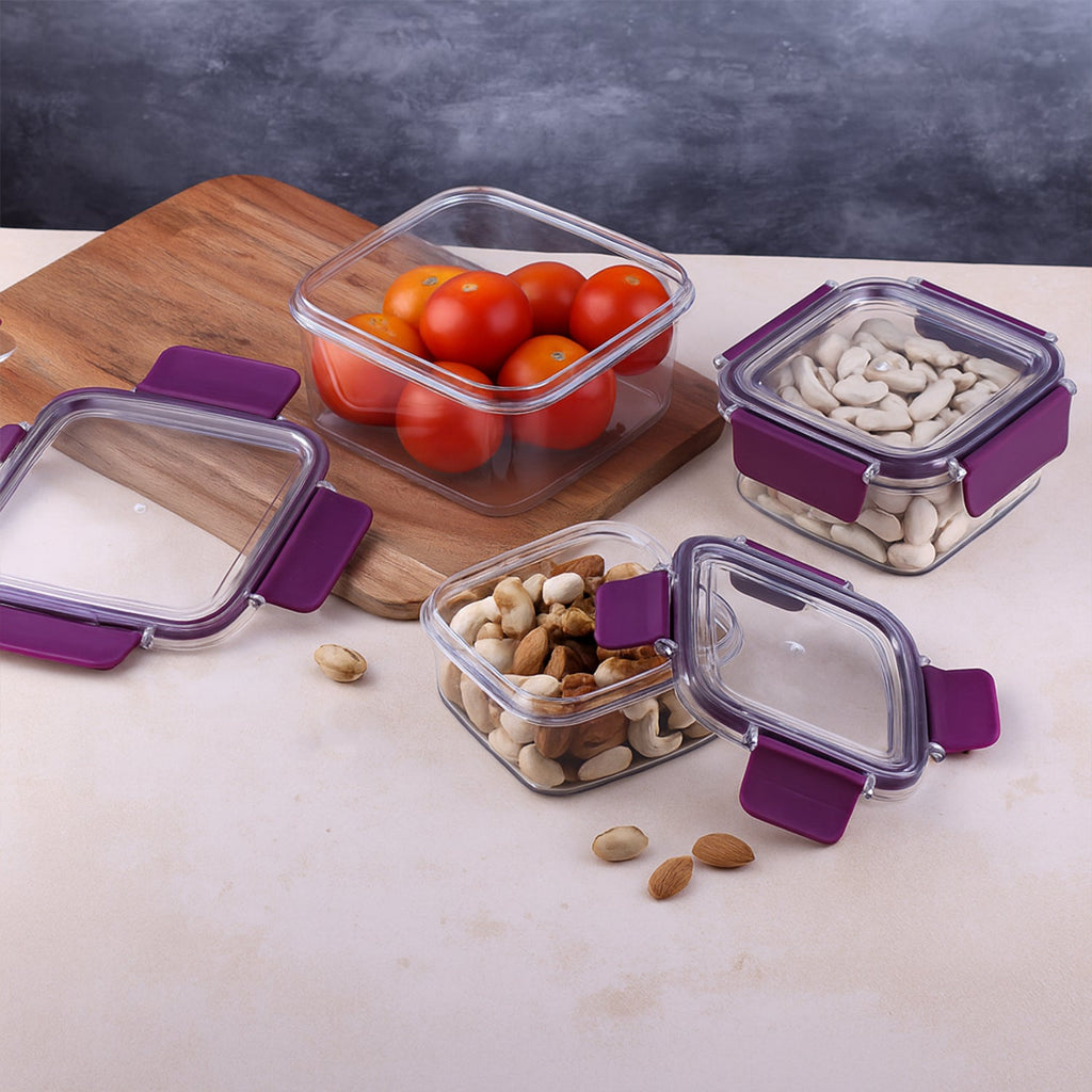 ALVENZA Airtight Square Food Storage Containers – Leakproof 3-Pc Set