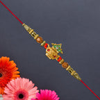 ALVENZA Golden Kalash Rakhi - Elegant Moti Design for Brother