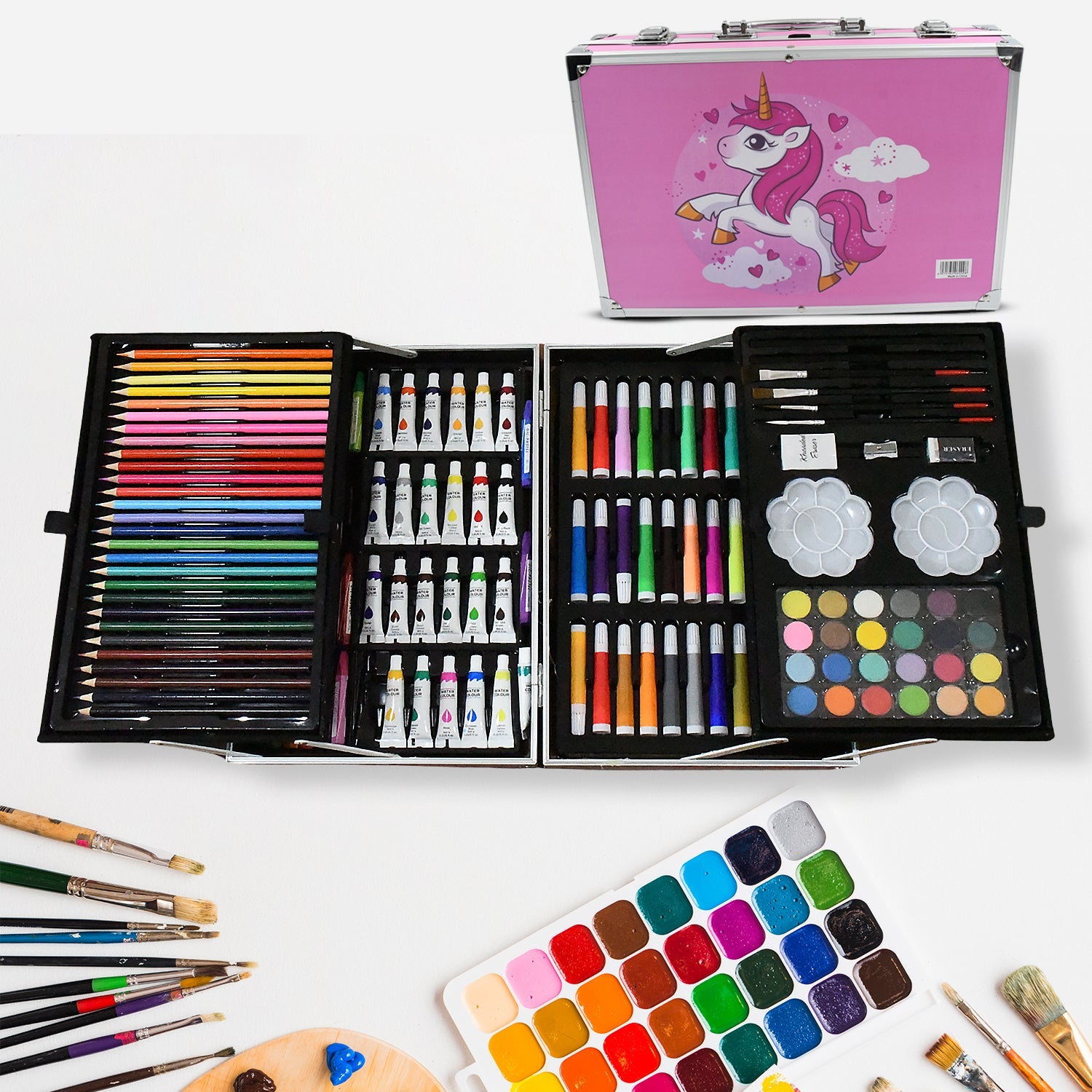 Kids Art Set 145 Pcs Unicorn Drawing & Painting Kit - Back View