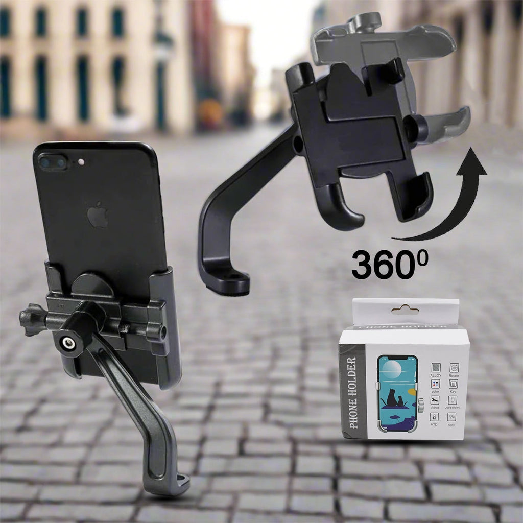 ALVENZA Bike Mobile Holder – 360° Metal Mount for Scooty | VelvaBloom