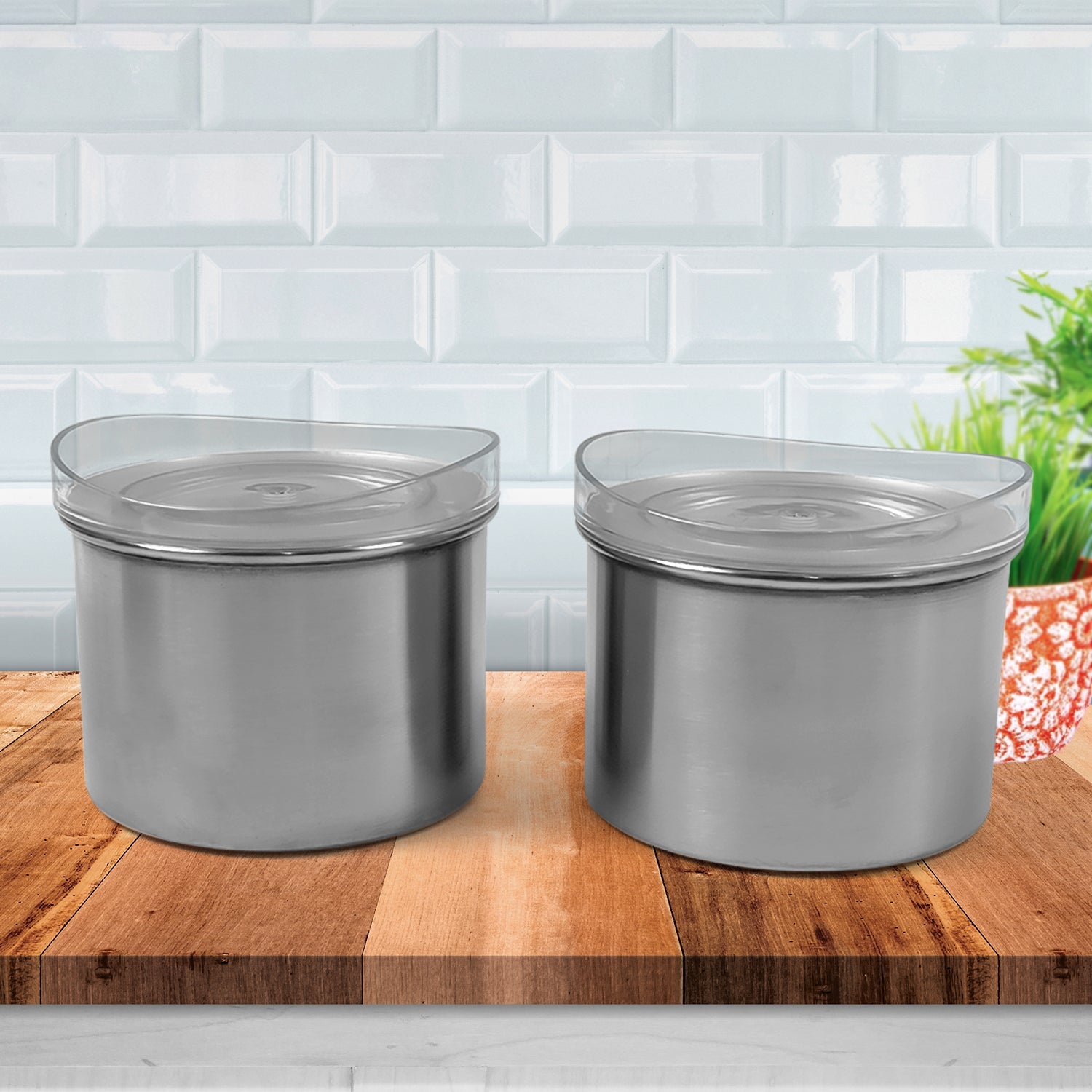 Airtight Stainless Steel Containers See-Through Lid, 500ML (Set of 2) | Konvex