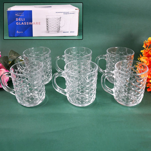 ALVENZA Glass Coffee Mugs – 225ml Heat-Resistant Set of 6 | Indo Glow