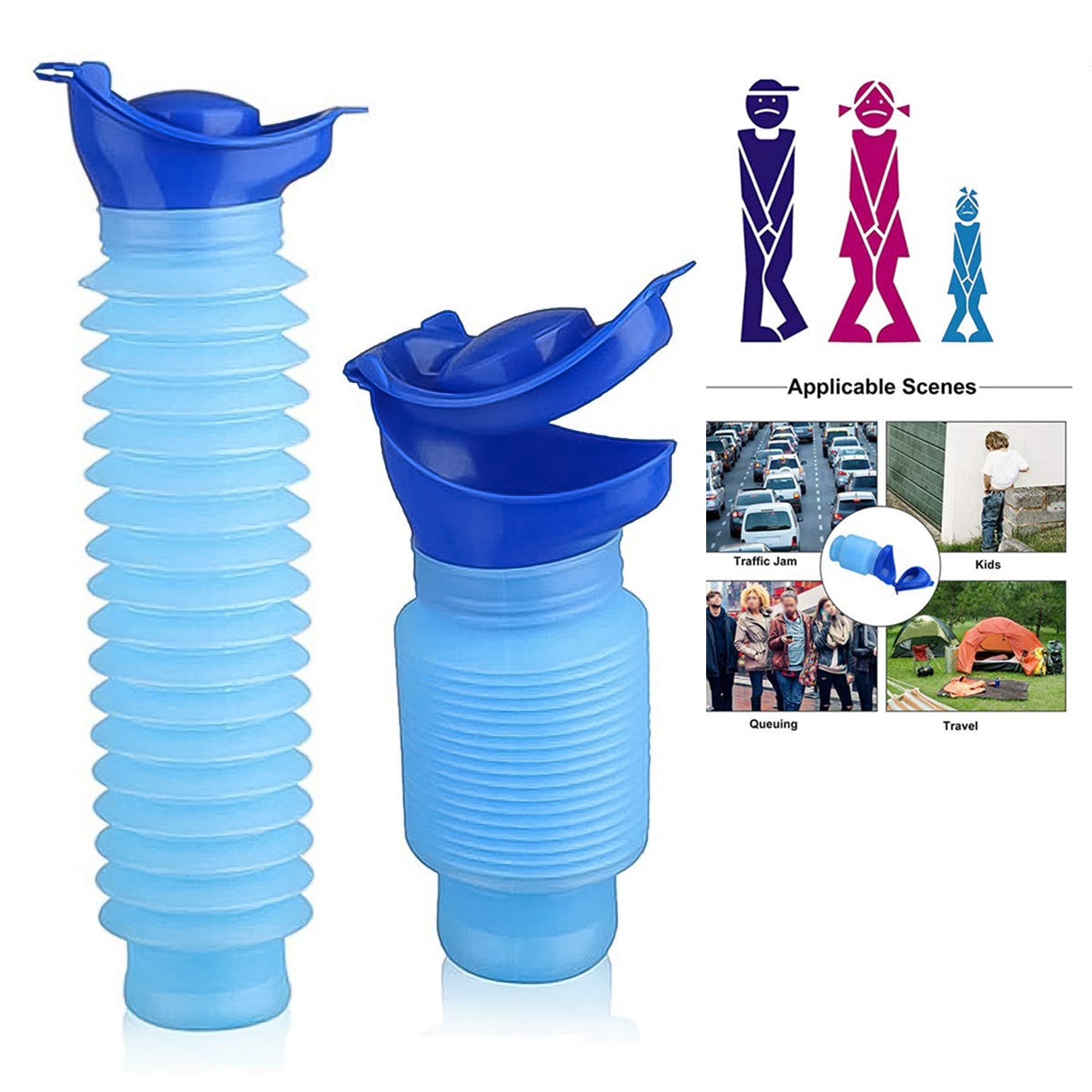 ALVENZA Foldable Portable Urinal Bottle – Leakproof 750ml Travel Potty
