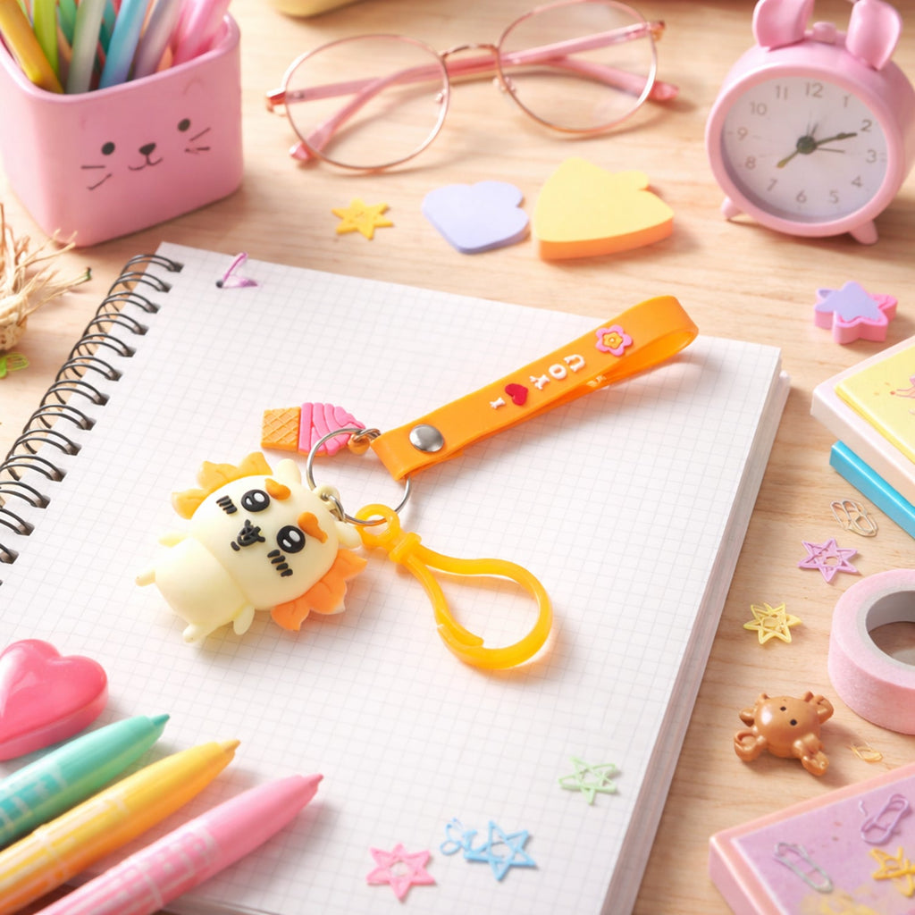 ALVENZA Cartoon Animal Ice Cream Keychain – Bright, Lightweight & Trendy