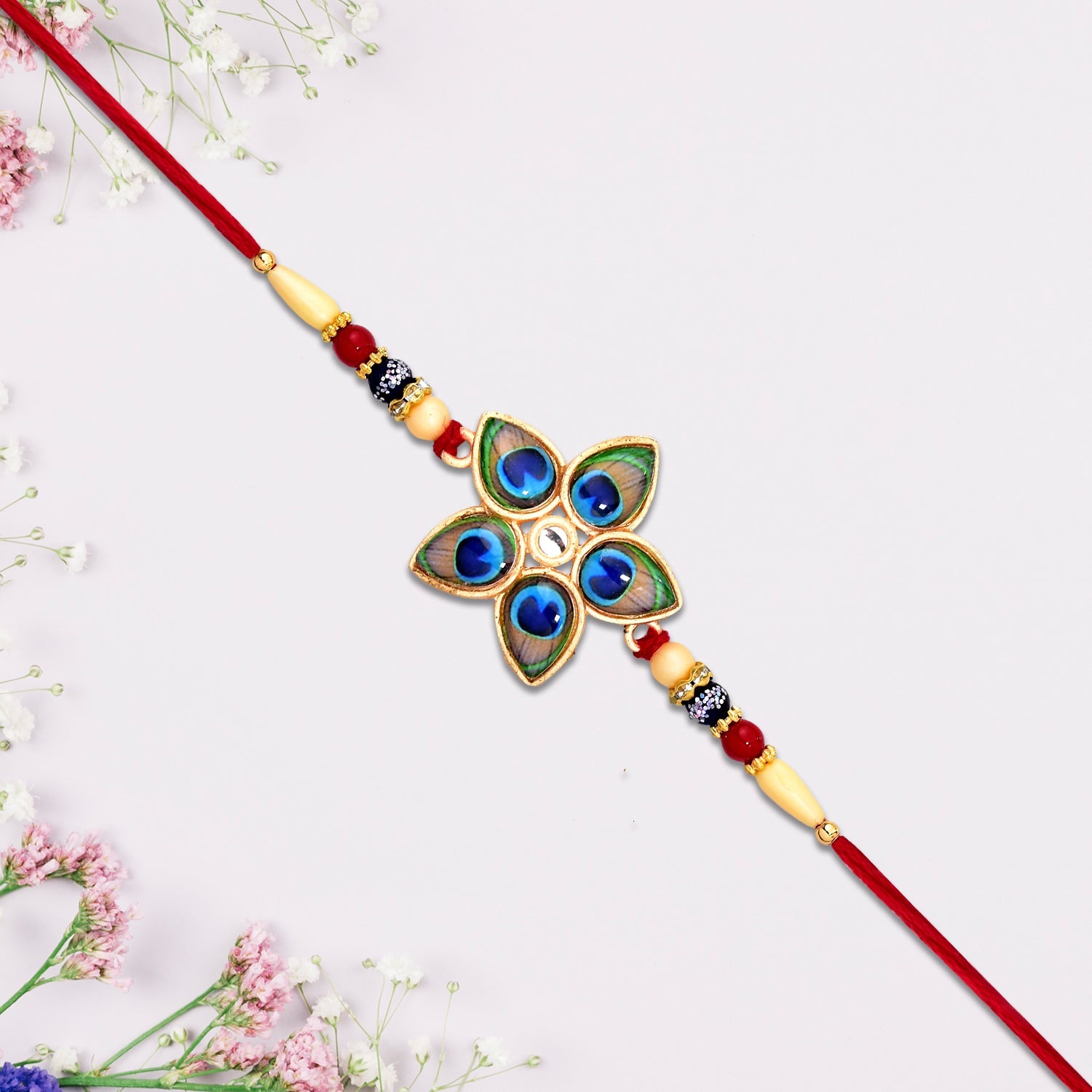 ALVENZA Mor Pankh Rakhi - Unique Star-Shaped Peacock Design for Raksha Bandhan