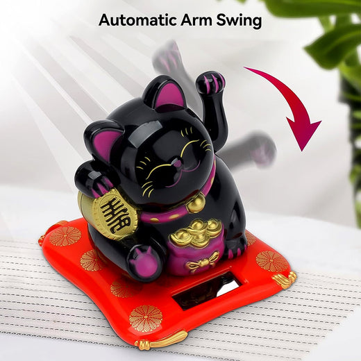 Waving Lucky Cat Statue – Solar Powered Wealth Decor