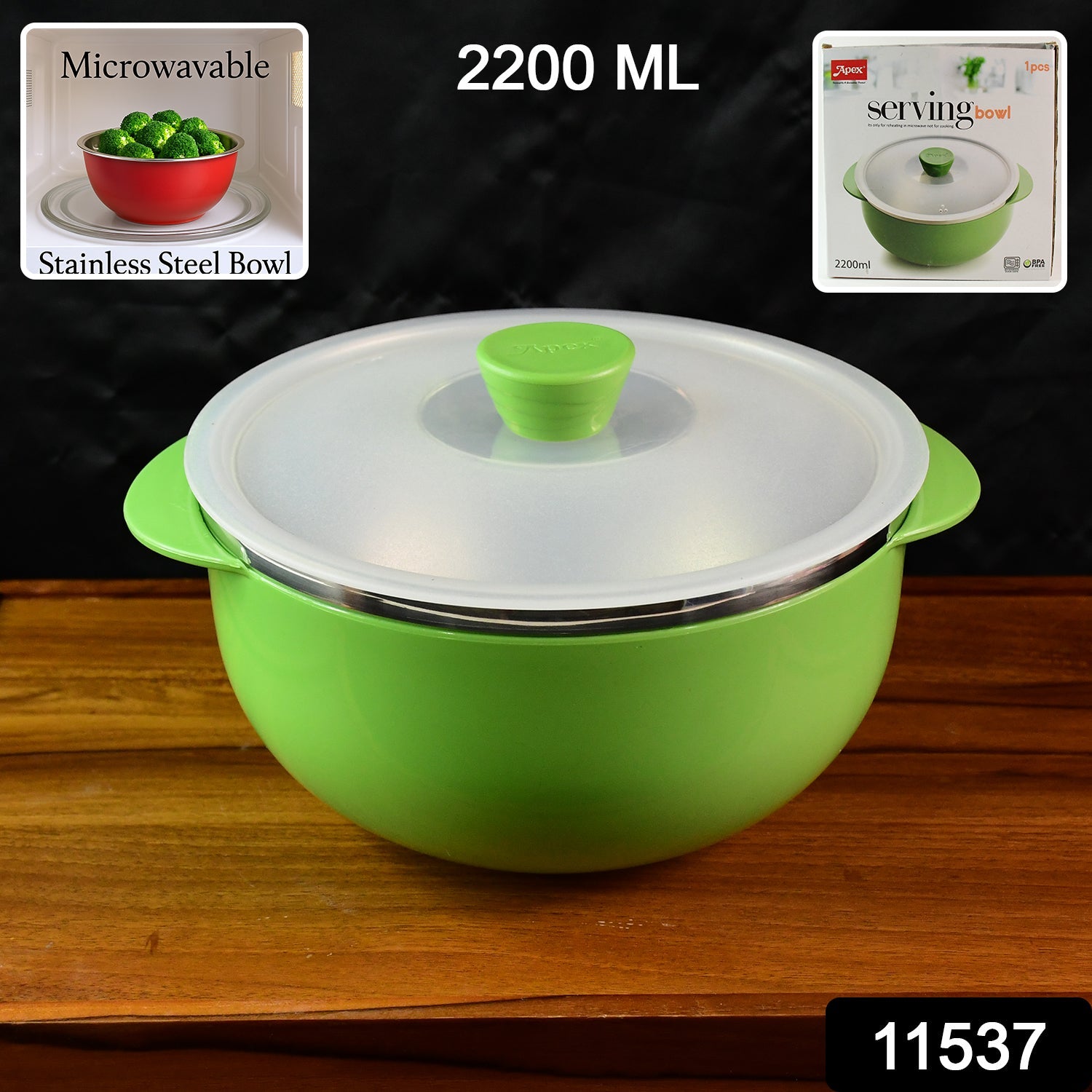 ALVENZA 2200ml Microwave-Safe Plastic Serving Bowl – Durable & BPA-Free