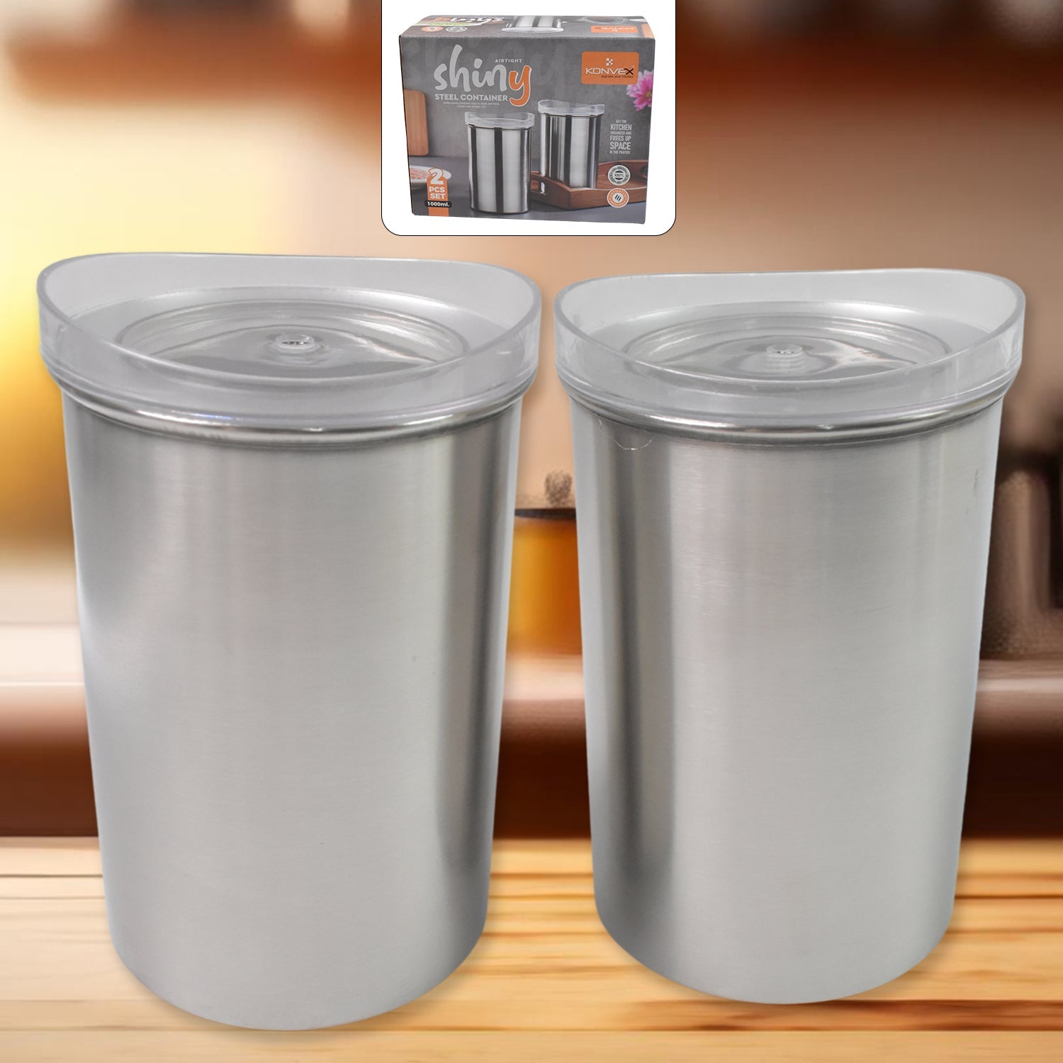 Stainless Steel Airtight Containers 2 Pc Set (500ml Each) | Konvex