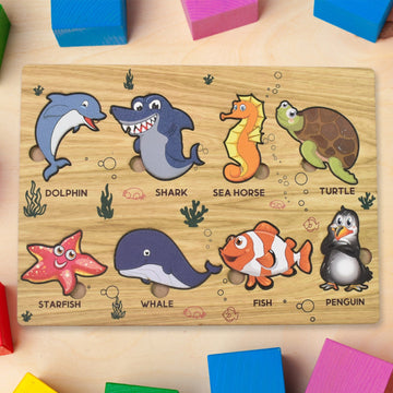 Wooden Sea Animal Puzzle – Educational Toy for Kids | Inventive Play