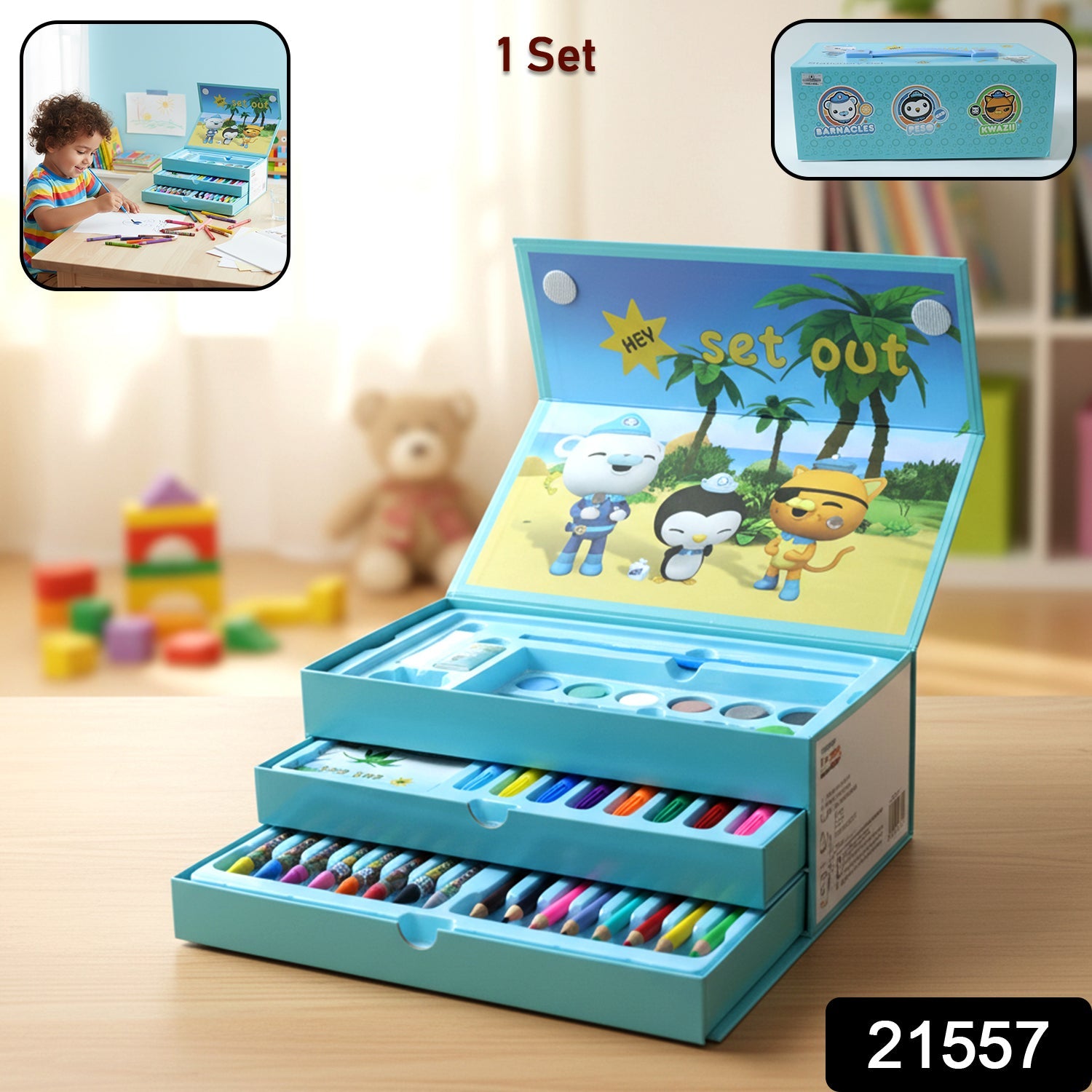 ALVENZA Kids Drawing Kit Box – Complete Cartoon Art Set with Colors