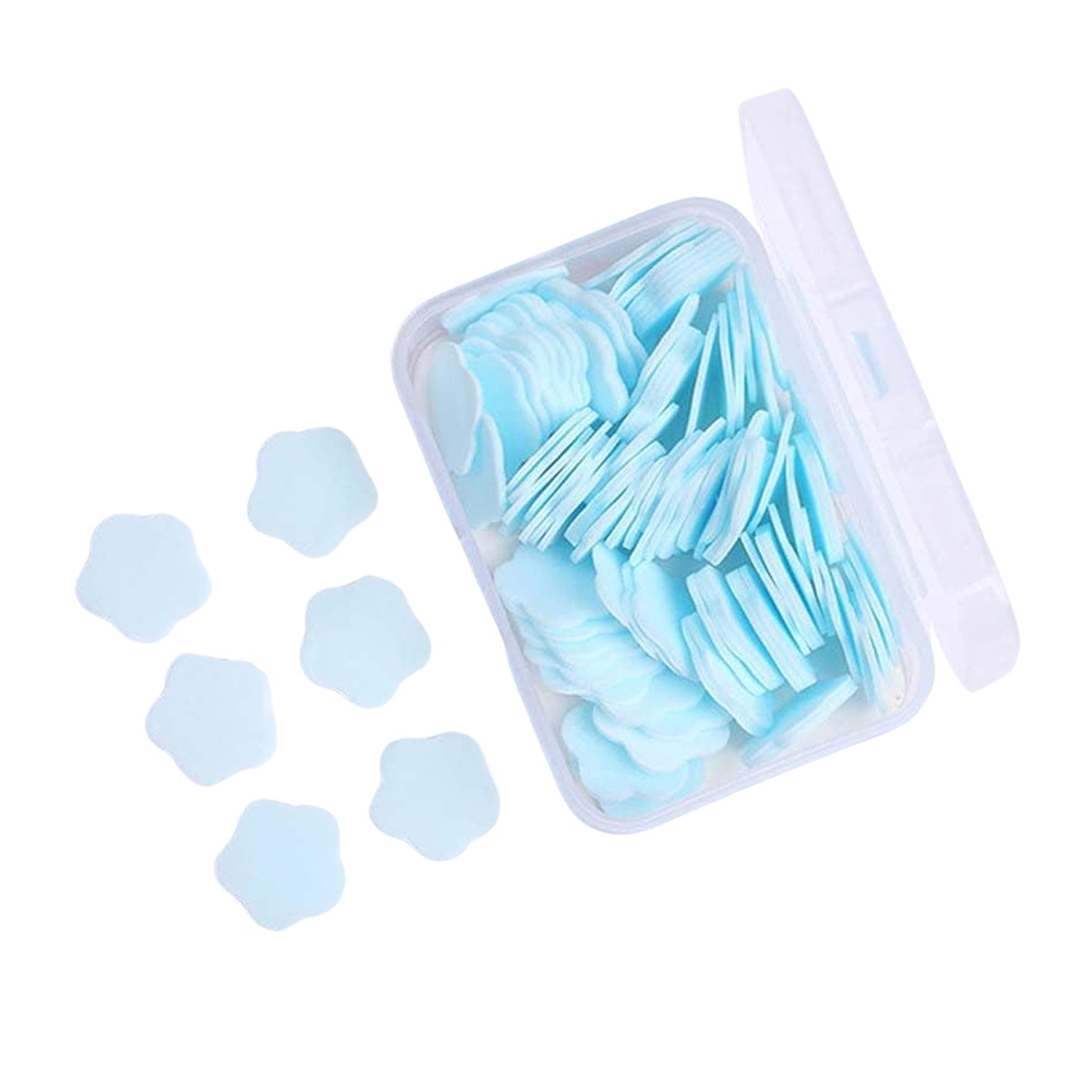 Travel Soap Sheets 100 Flower-Shaped | VelvetBubbles - Side View