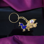 ALVENZA Krishna Peacock Metal Keychain – Elegant Gold-Tone Spiritual Gift