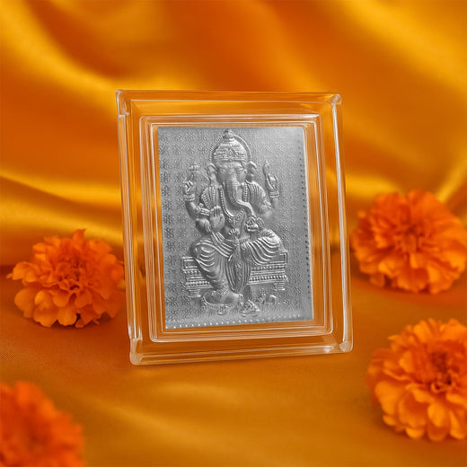 Lord Ganesha Silver-Plated Photo Frame – Elegant Spiritual Decor