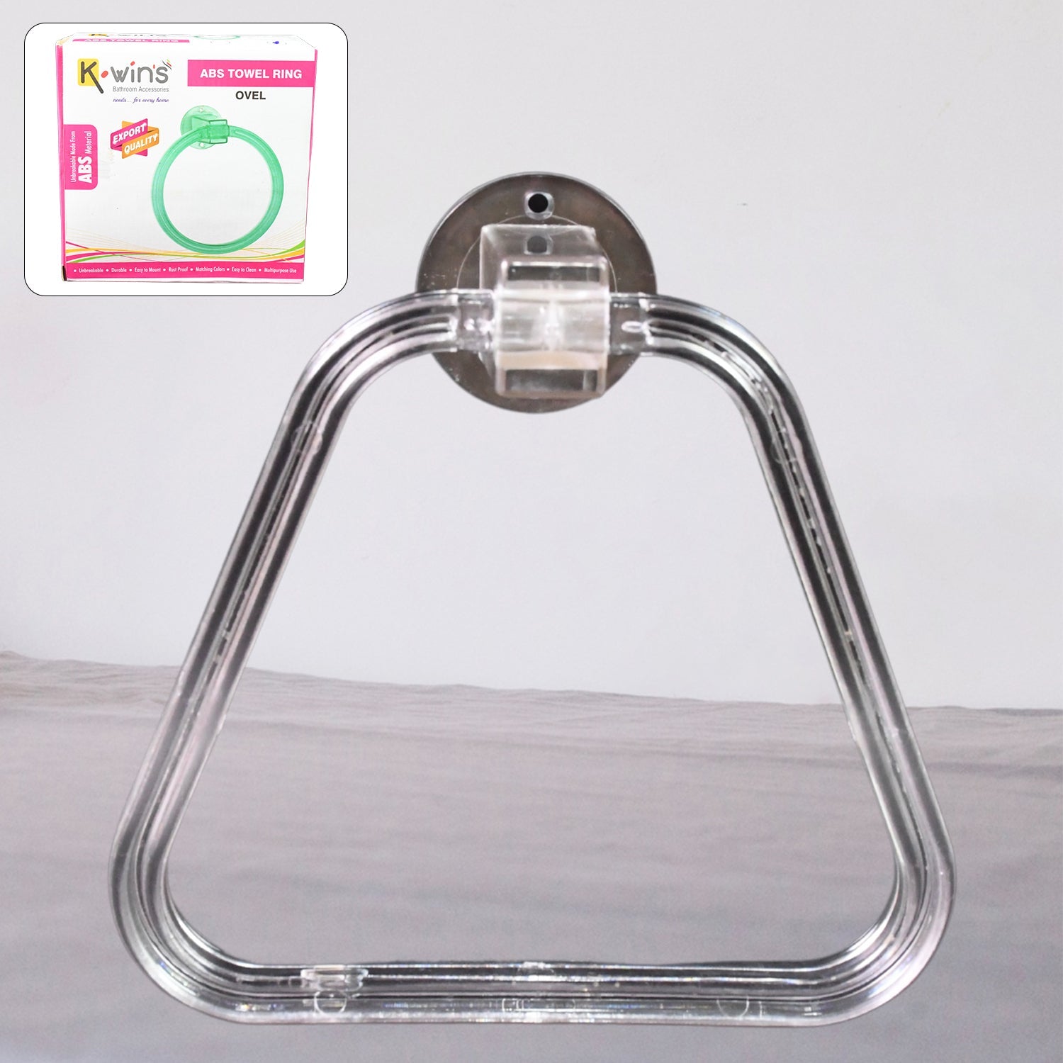 ABS Towel Ring Holder Unbreakable Square Wall Mount | BathNova
